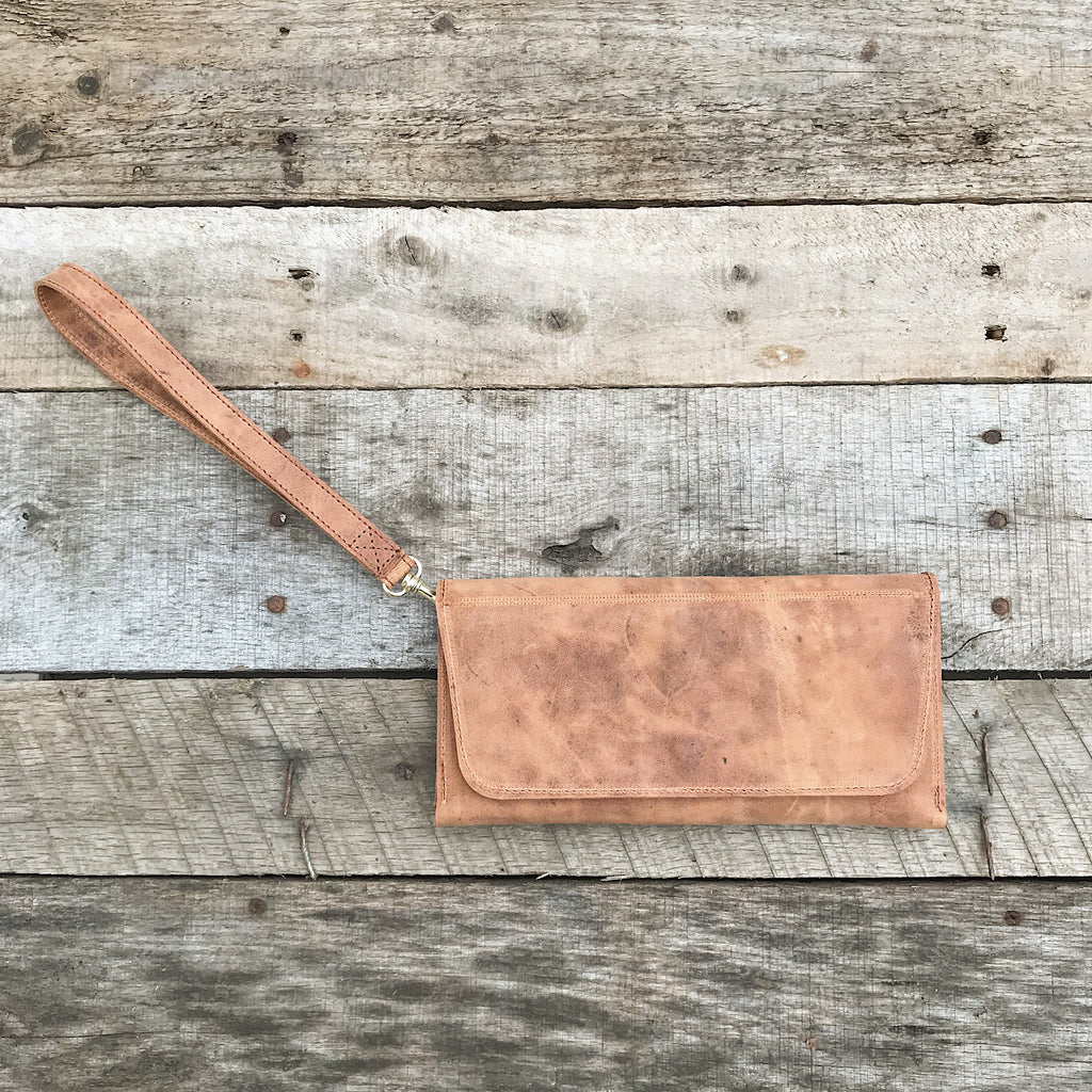 Leather Clutch - Vintage Spice