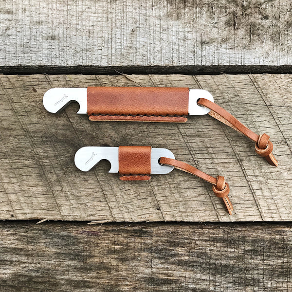 Leather Wrapped Bottle Opener - Stainless Steel