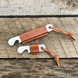 Leather Wrapped Bottle Opener - Stainless Steel